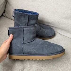Ugg Mini Navy Blue Shearling Ankle Boots size 11 Womens